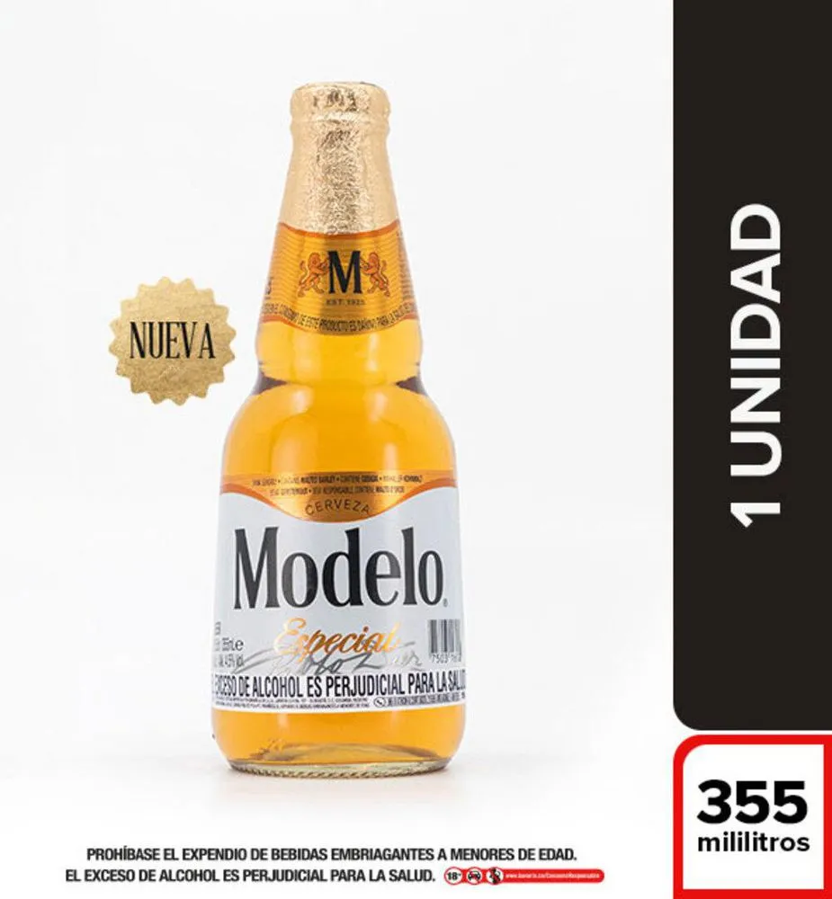 Cerveza modelo especial media 355ml, pieza