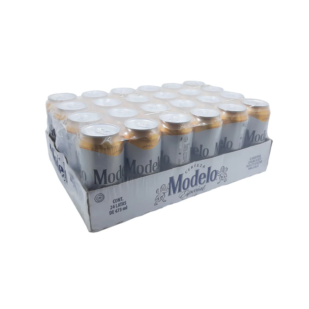 Cerveza laton de 437 ml 24 pz, modelo especial, charola