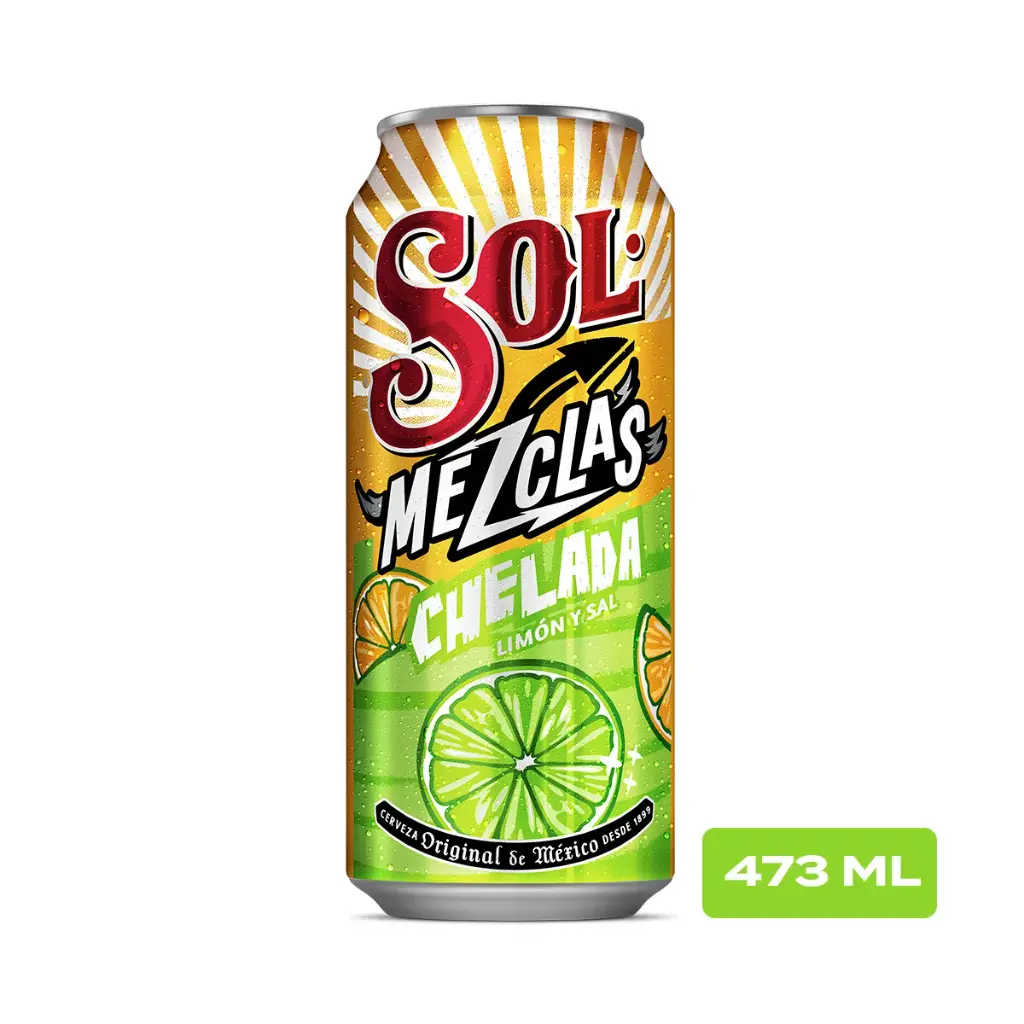 Cerveza chelada de 437 ml, sol, lata