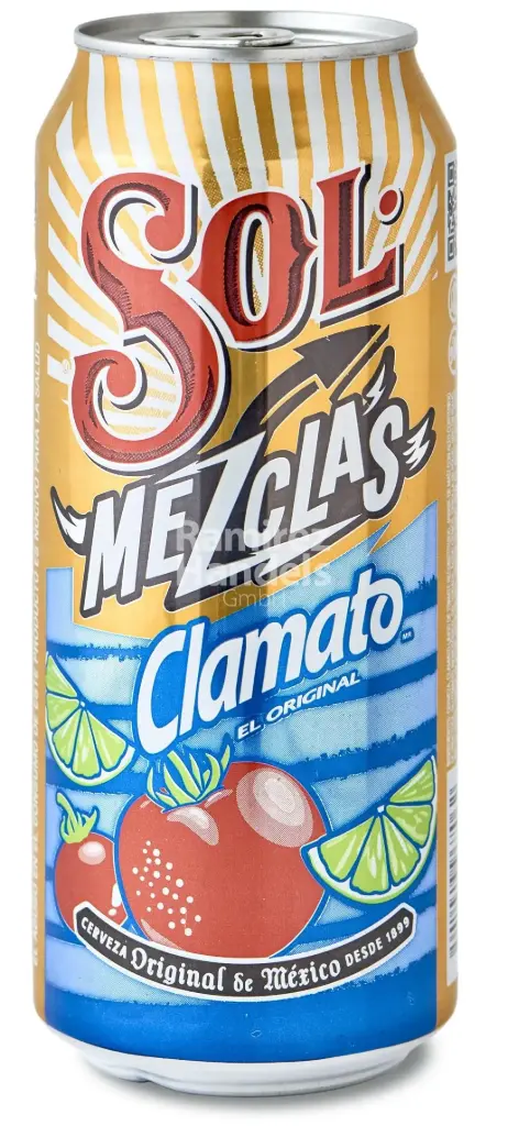 Cerveza Clamato de 473 ml, sol, lata