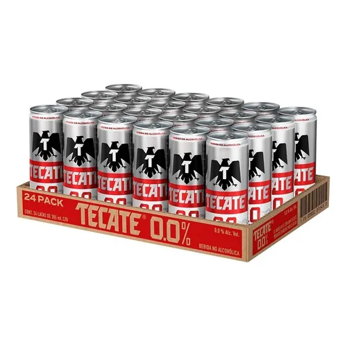 Cerveza de 355 ml 24 latas, tecate 0.0, charola