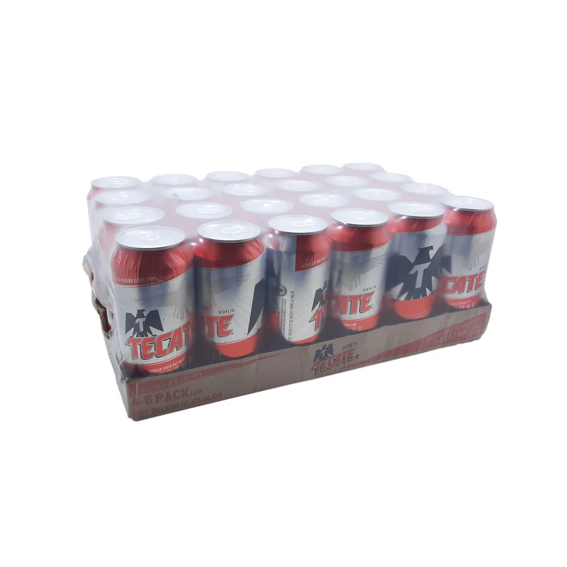 Cerveza lager roja de 473 ml 24 piezas, tecate, charola