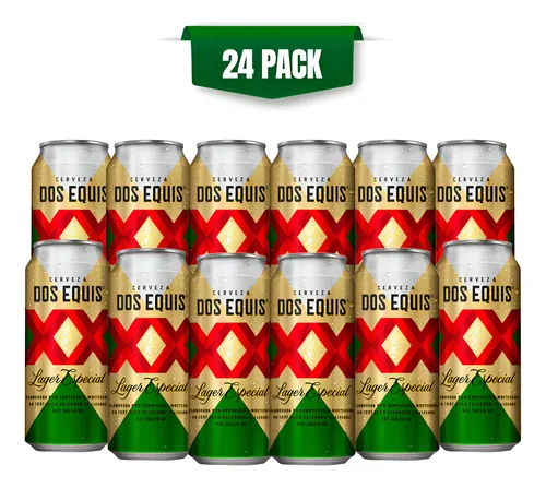 Cerveza dos equis de 437 ml 24 pz, xx langer, charola