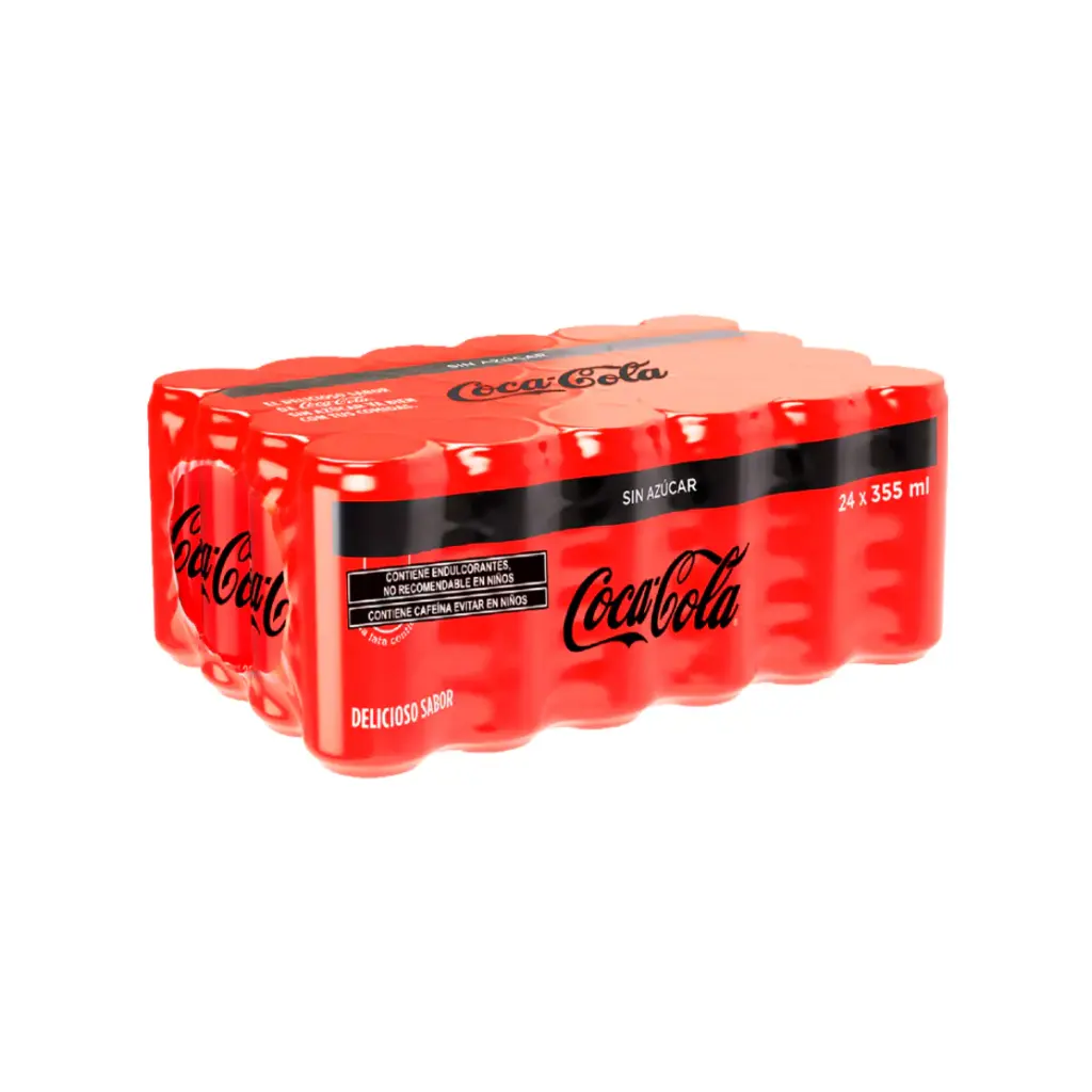 Refresco sin azúcar 355 ml 24 pz, coca cola, paquete