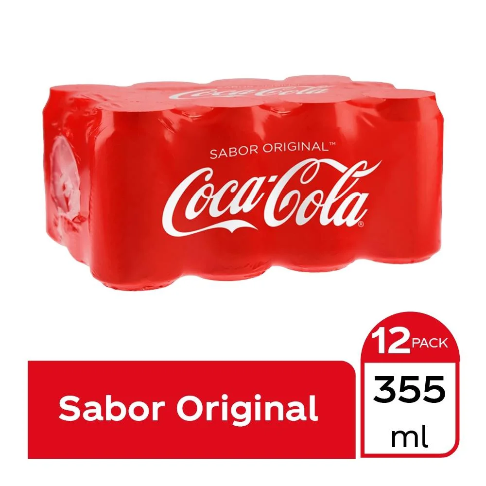 Cocacola regular de 355 ml, 12 unidades, paquete