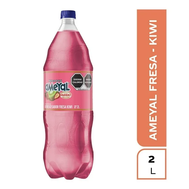 Refresco ameyal fresa-kiwi 2 lts 4 pz, Sidral mundet, caja