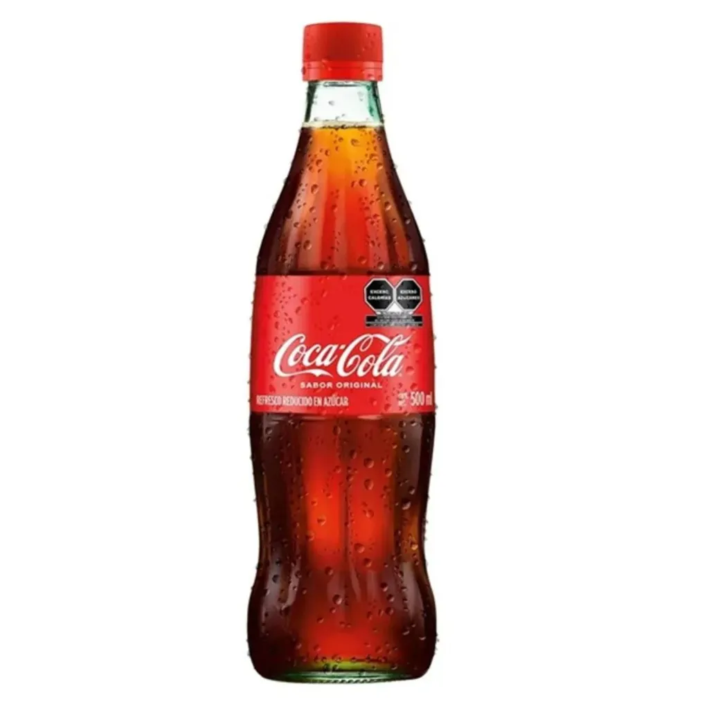 Cocacola regular de vidrio, 500ml, Botella