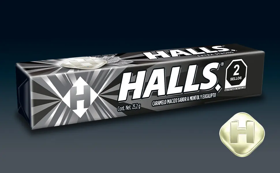 Caramelo mentolado negro 25.2g, halls, pieza