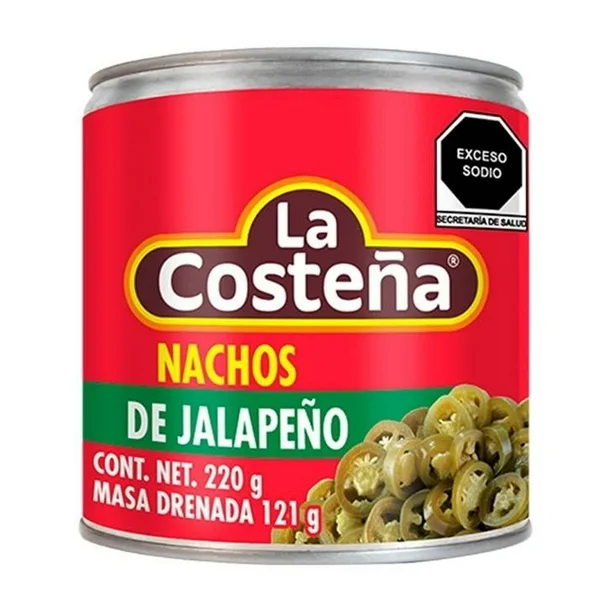 Chiles en vinagre para nachos de jalapeño 220g, la Costeña, lata