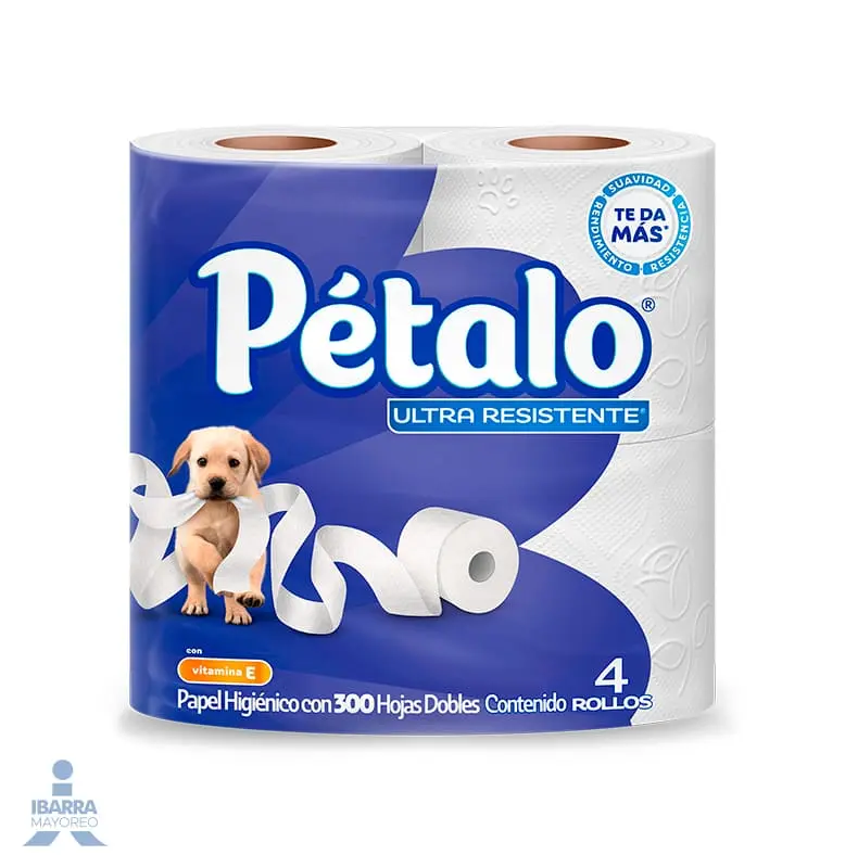 Papel higiénico ultra resistente 300 hd, Pétalo, 4 rollo, paquete