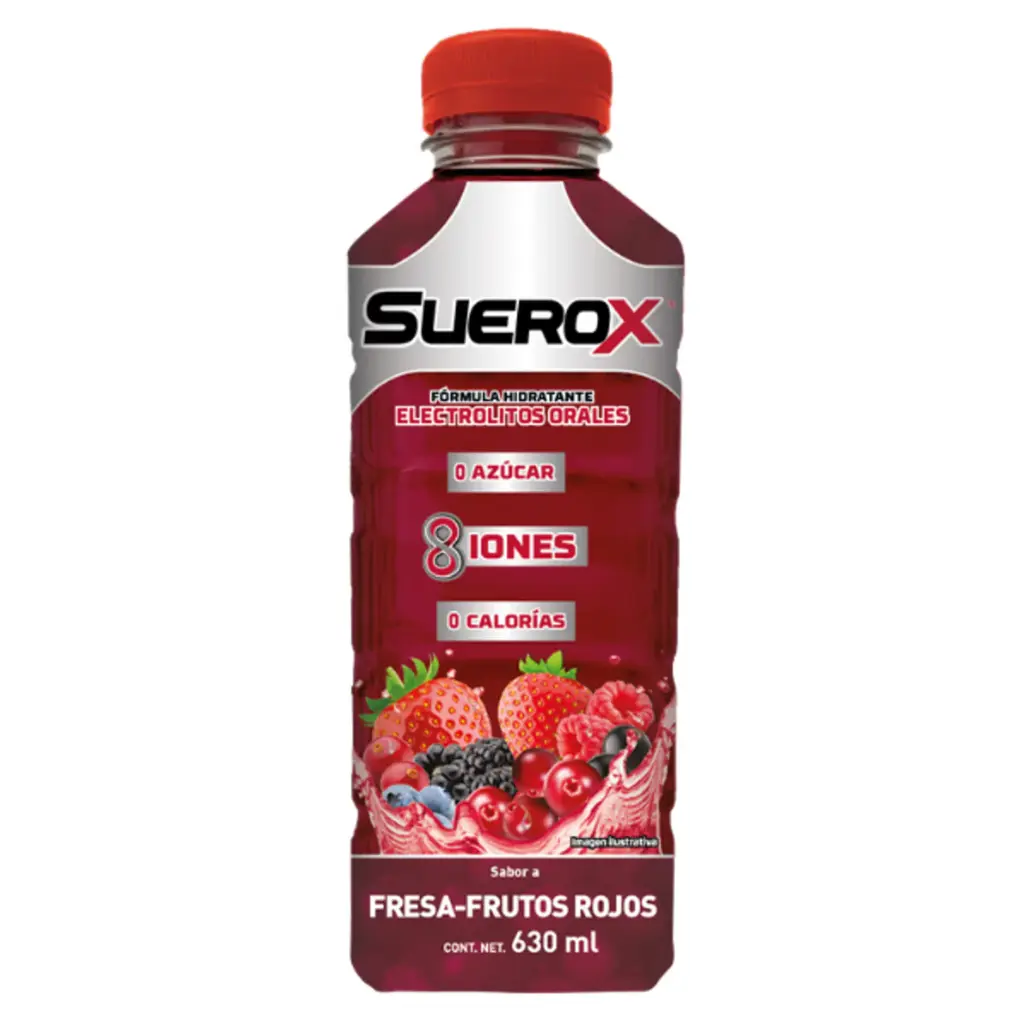 Bebida hidratante fresa-frutos rojos 630 ml, suerox, pieza 
