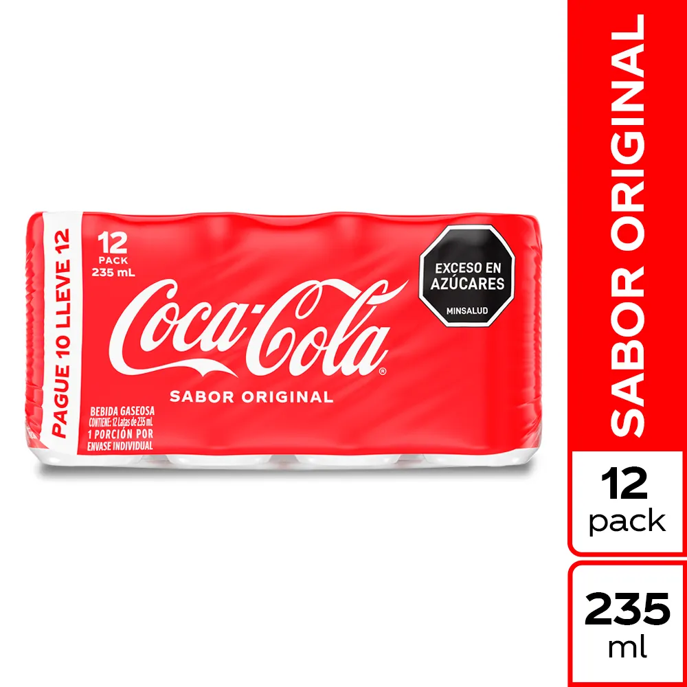 Cocacola original de 235 ml, 12 unidades, pack