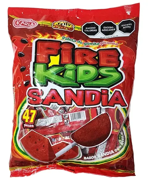 Paleta de sandia enchiladas 47 pz, fire kids, bolsa