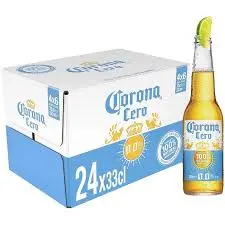 Cerveza cero de media, corona, carton