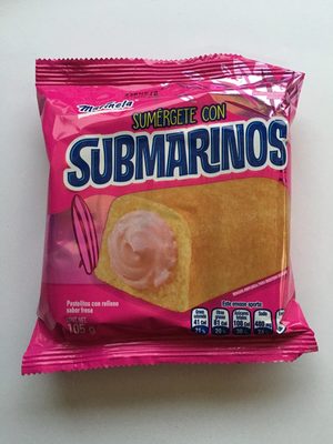 Submarinos de fresa de 105 gramos, marinela, pieza