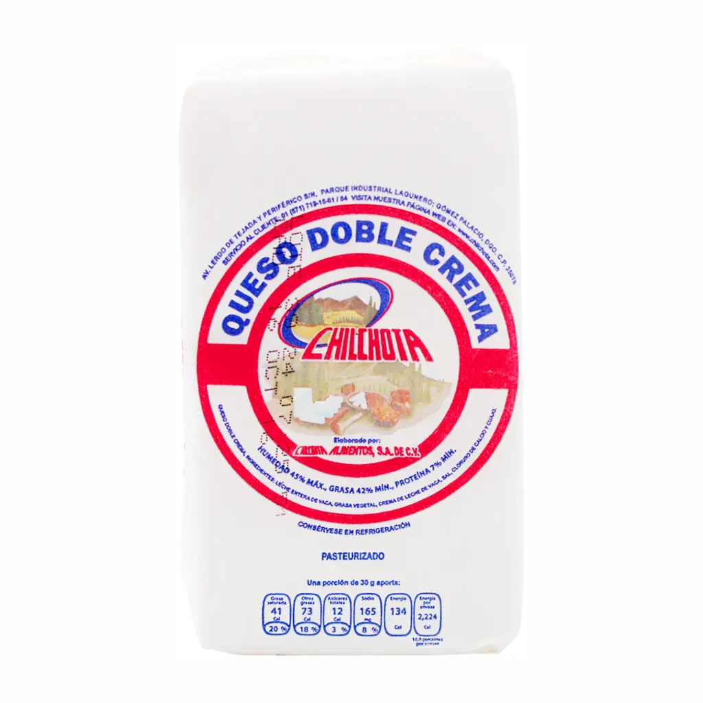 Queso doble crema 500 grs, chilchota, pieza
