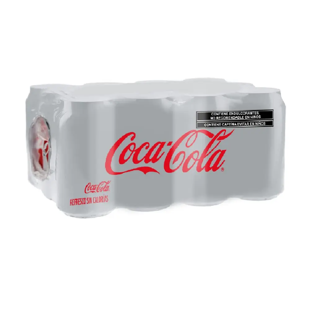 Cocacola light 355 mililitros, 12 piezas, paquete