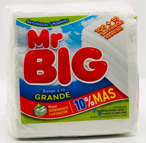 Servilleta grande 100 pz, mr big, paquete