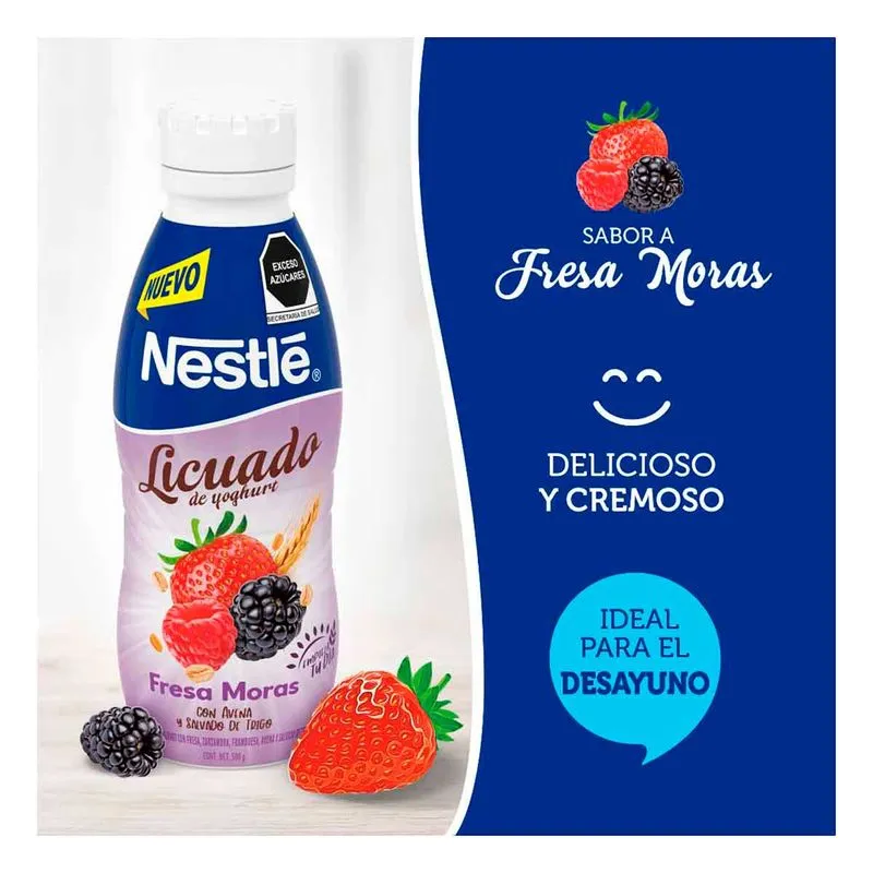 Yogurt licuado sabor fresa moras 500 gr, nestle,pz
