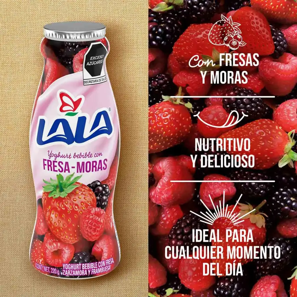 Yogurt bebible sabor fresa-moras 200 gr, lala,pz