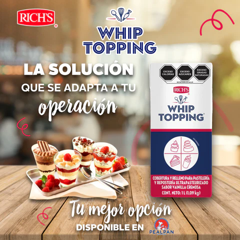 Crema para batir whip topping, rich´s, pieza