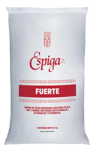 Harina de trigo de 25 kilos, espiga fuerte, bulto