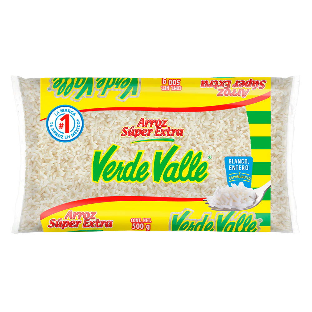 Arroz super extra 500grs, valle verde, 22 pz, caja