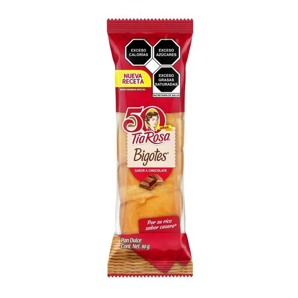 Bigote sabor chocolate 80 grs, tia rosa, pieza