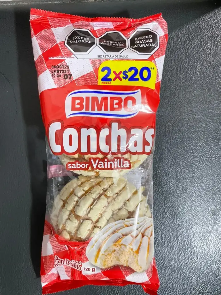 Conchas de vainilla 120 grs, bimbo, pieza