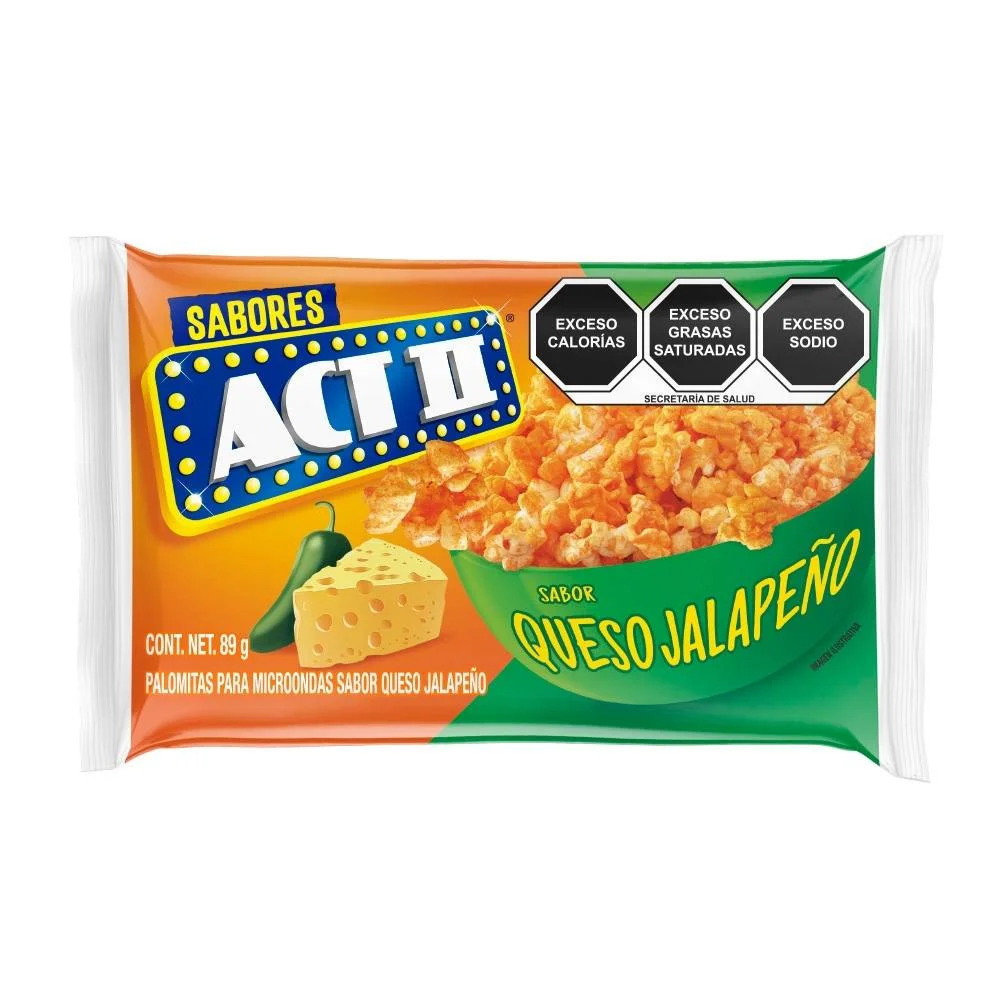 Palomitas sabor queso jalapeño, ACT II,  89 gr, pieza