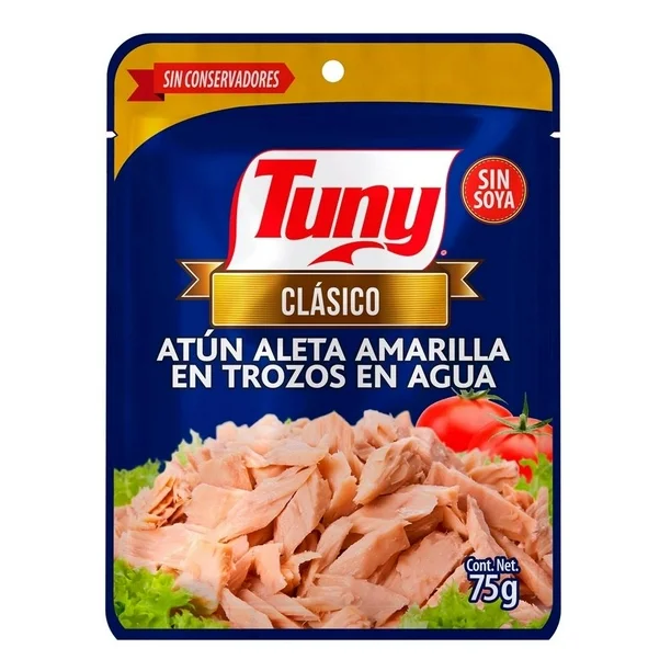 Atun en agua pouch 75 grs 24 pz, tuny, caja
