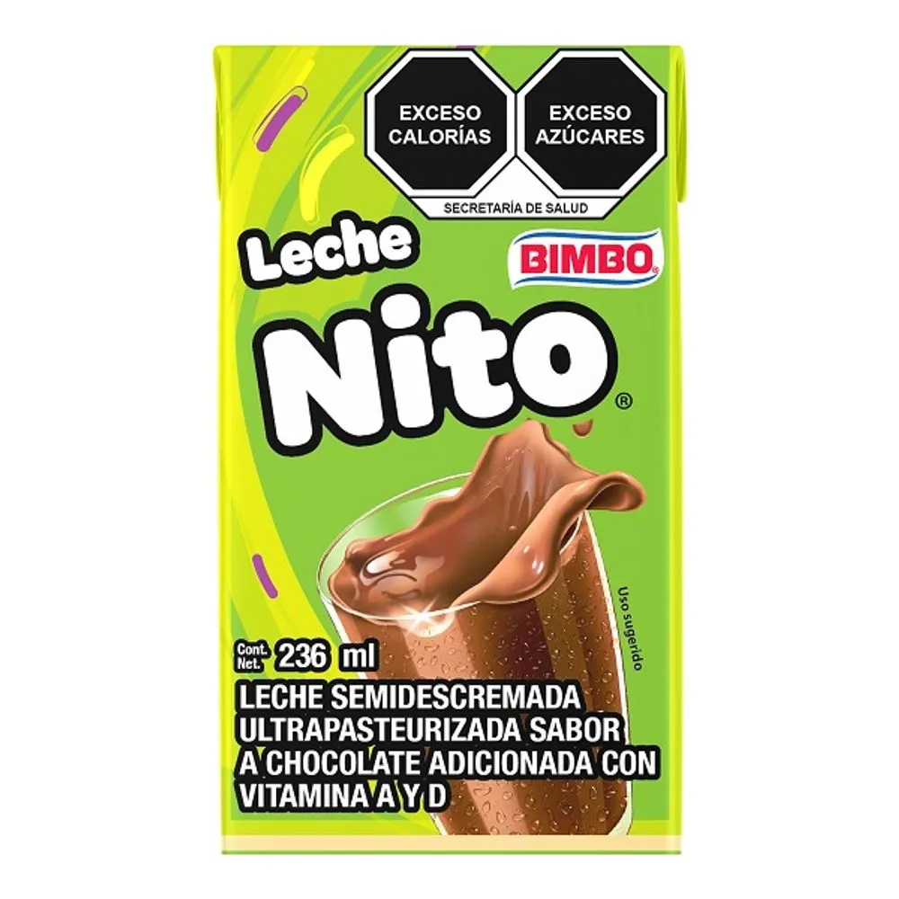 Leche semidescremada nito 236 ml, bimbo, pieza