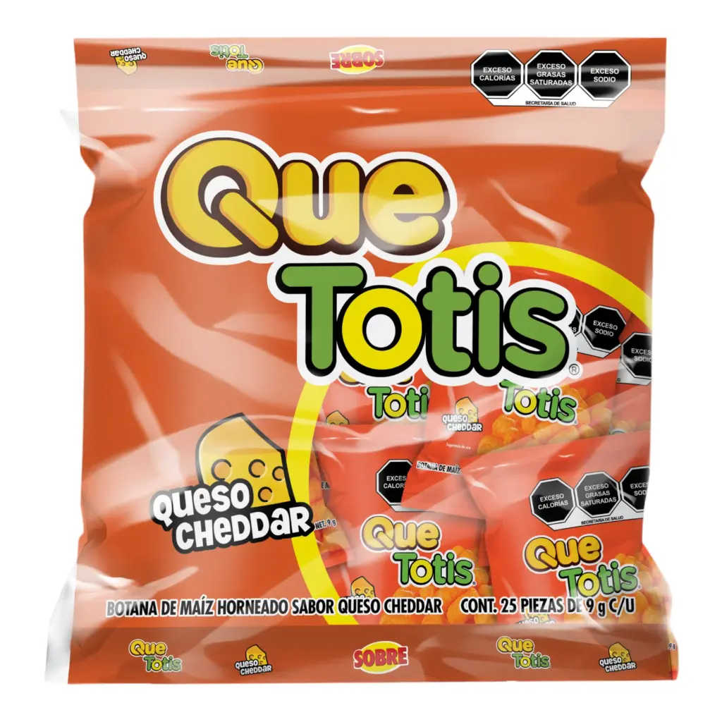 Que tostis 9 grs, queso cheddar,25 pz, bolsa