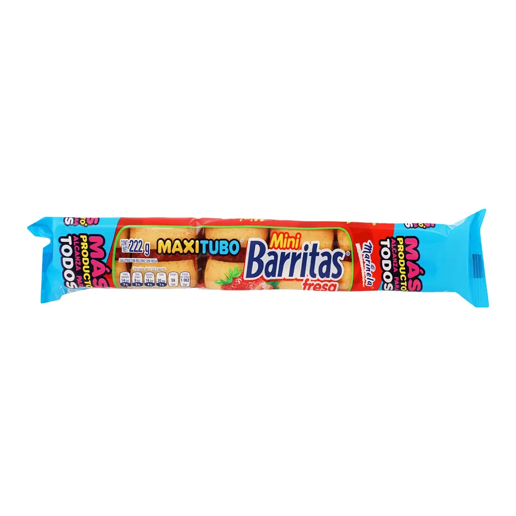 Mini barritas de fresa, marinela, 222 grs, pieza