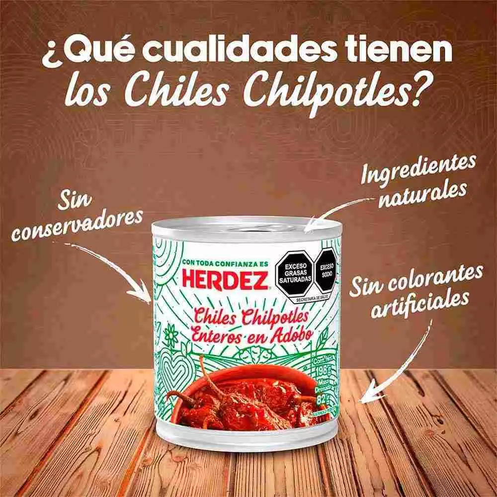 Chile chipotle adobado 198 grs, herdez, lata