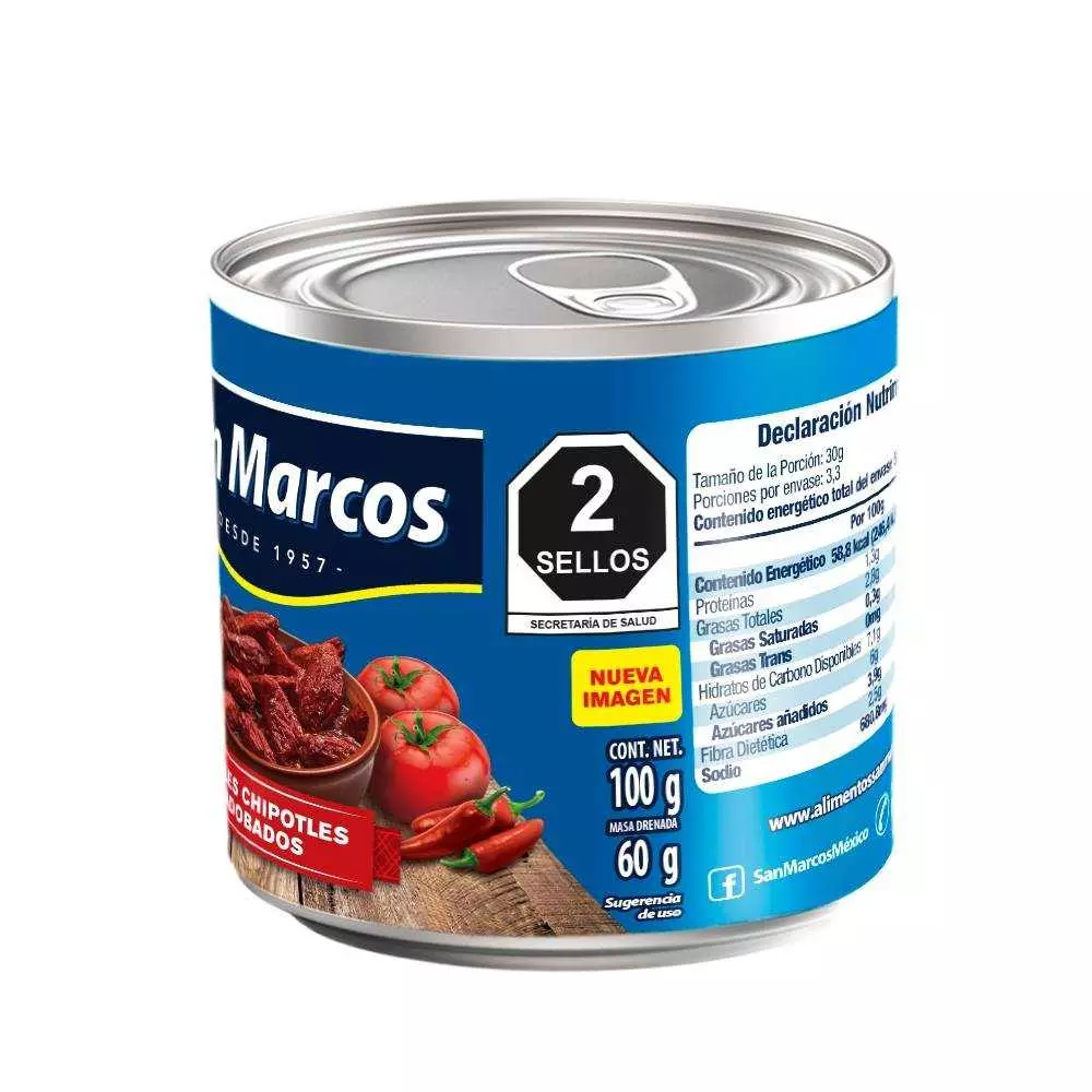 Chile chipotle 100 grs, san marcos, lata