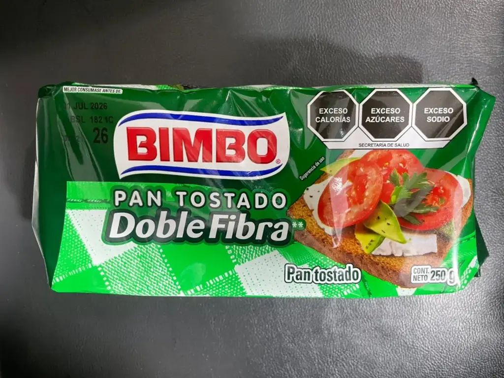 Pan tostado doble fibra 250 gr, bimbo, pz 