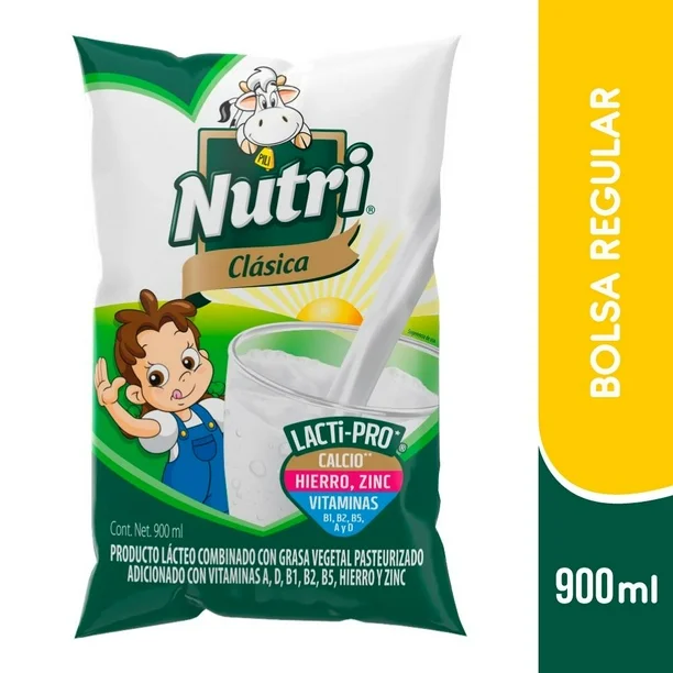 Leche past clasica 900 ml, nutri, bolsa