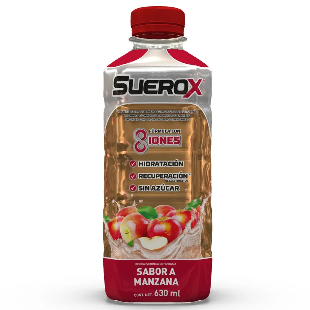 Bebida hidratante manzana 630 ml, suerox, pieza  