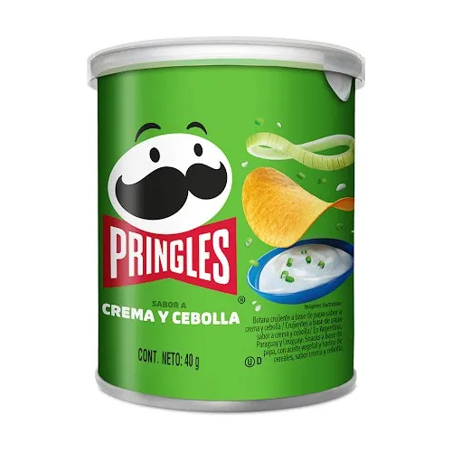 Papas sabor a crema y cebolla de 40 grs, pringles, bote