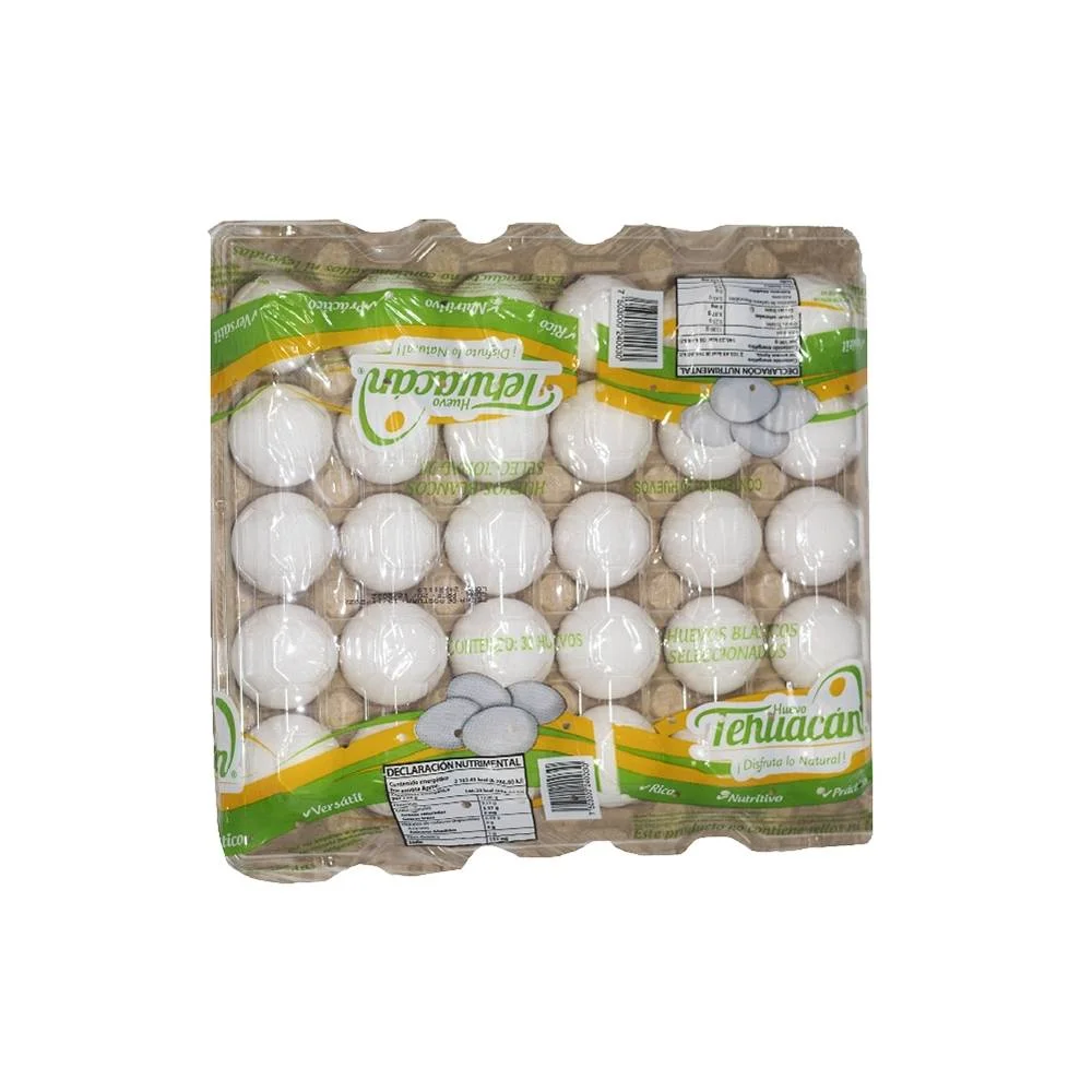 Huevo blanco domo de 30 pz, tehuacan, charola