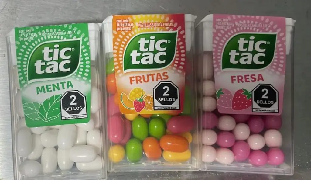 Pastillas de frutas (menta-fruta-fresa) 14.5 grs 12 pz, tic tac, paquete 