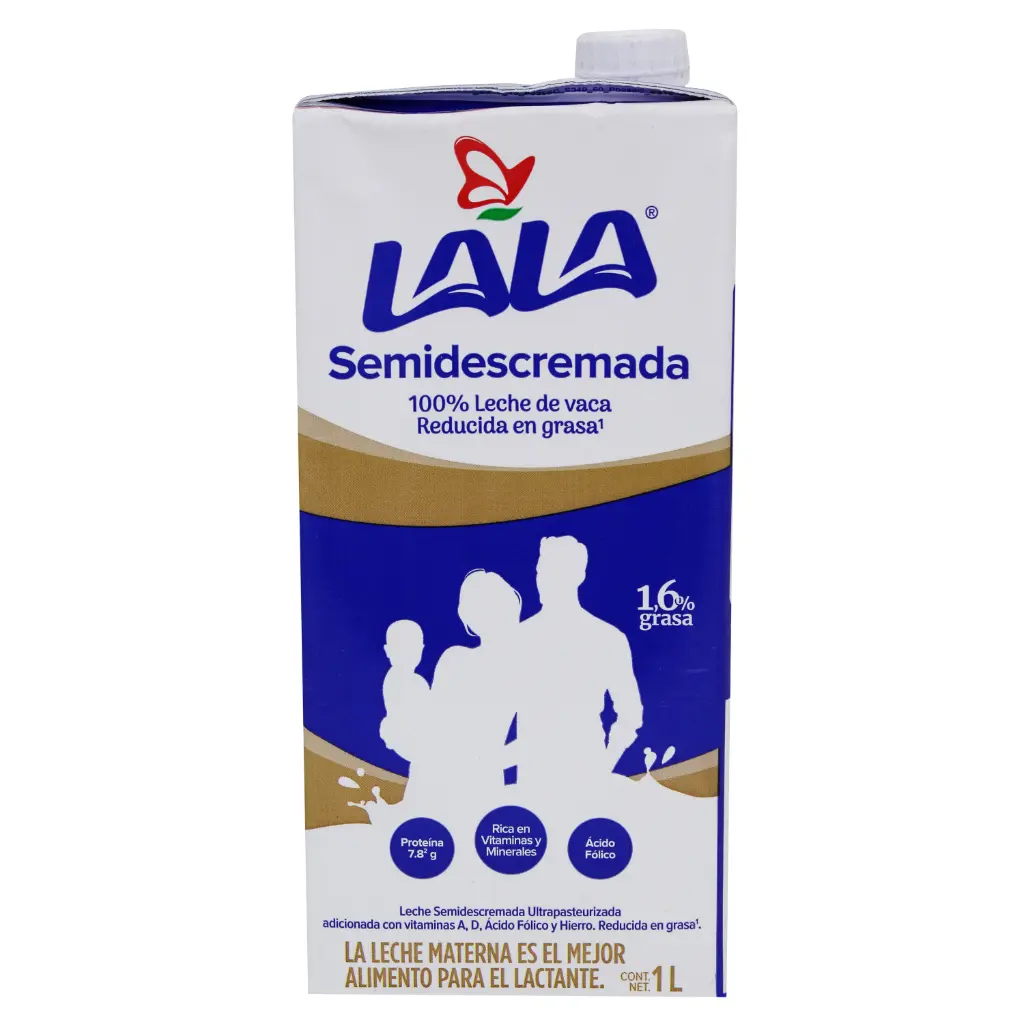 Leche uht semidescremada, lala, litro