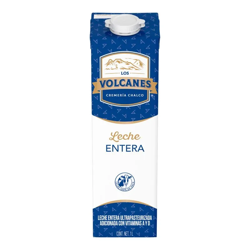 Leche uht entera, volcanes, litro
