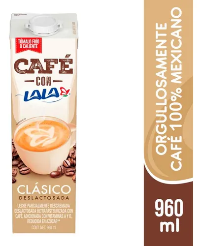 Cafe con leche deslactosada 960 ml, lala, litro