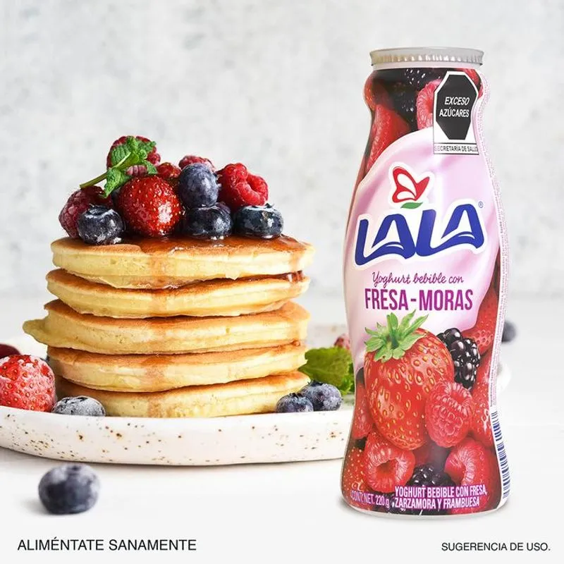 Yogurt bebible sabor fresas-moras 220gr, lala, pz