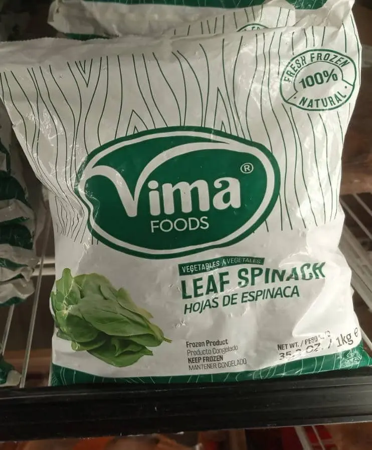 Hojas de espinaca de kg, vima foods,  bolsa