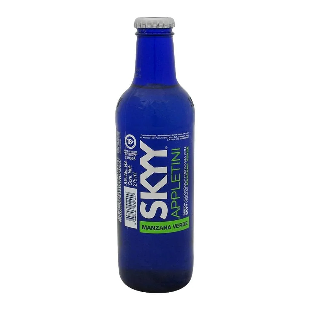 bebida alcoholica sabor manzana verde 275ml, sky,pz 