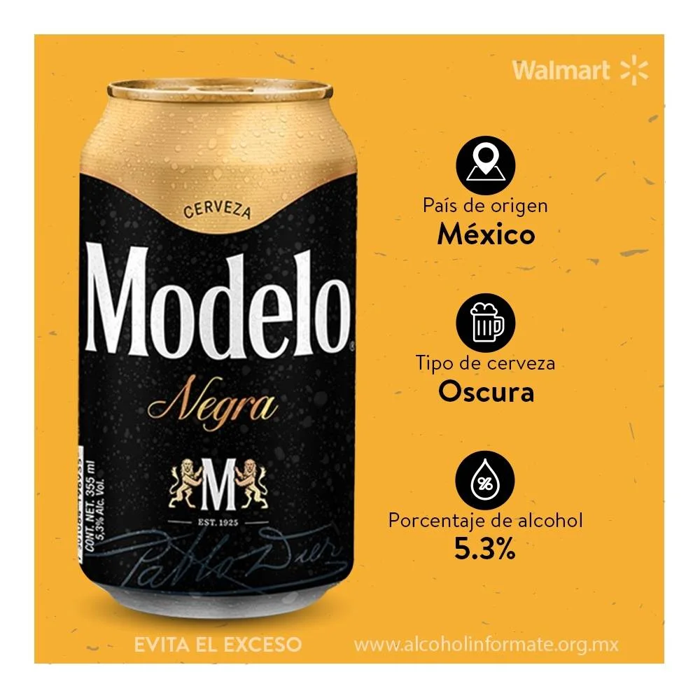 Cerveza negra modelo lata 355ml,pieza