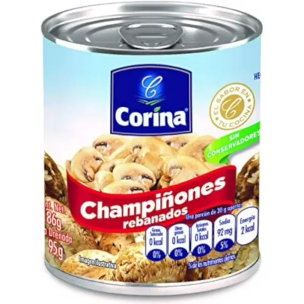Champiñon rebanado 800 g, corina, lata